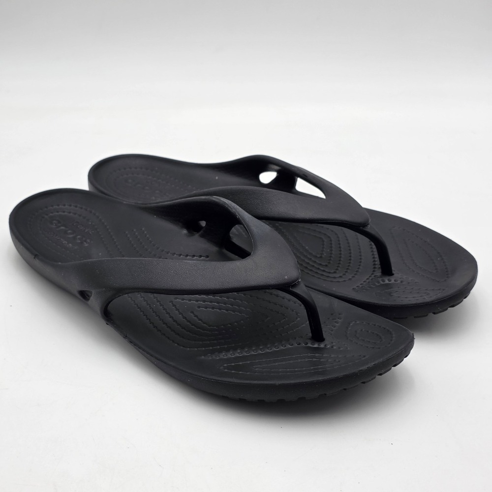 Crocs Womens Kadee Thong Flip Flop Sandals Black Rubber Slip On Size 11